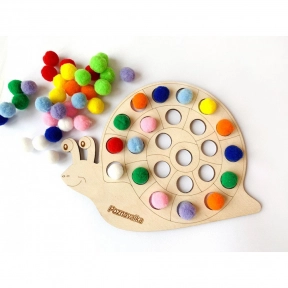 Дерев'яна гра сортер Равлик з помпонами 1,5 см Познавалка 44086400 Poznavalka