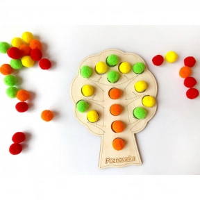Дерев'яна гра сортер Дерево з великими помпонами Познавалка 44086500 Poznavalka