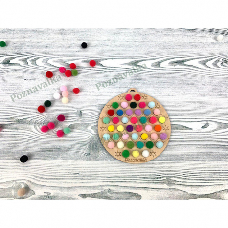 Дерев'яна гра сортер Ялинковий шар з помпонами Познавалка 44087100 Poznavalka