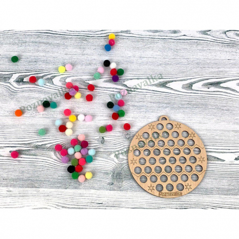 Дерев'яна гра сортер Ялинковий шар з помпонами Познавалка 44087100 Poznavalka