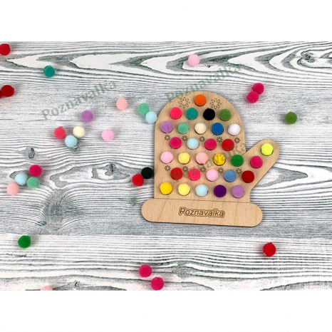 Дерев'яна гра сортер Рукавичка з помпонами Познавалка 44087200 Poznavalka