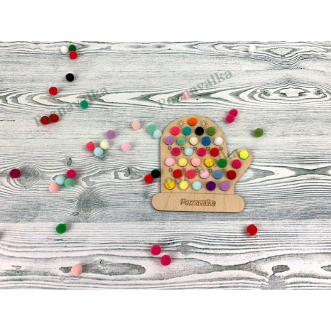 Дерев'яна гра сортер Рукавичка з помпонами Познавалка 44087200 Poznavalka