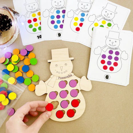 Деревянная игра сортер Снеговик с фишками Познавалка 44088100 Poznavalka