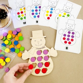 Деревянная игра сортер Снеговик с фишками Познавалка 44088100 Poznavalka