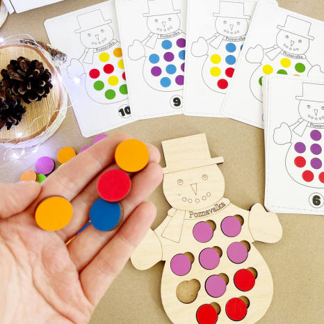 Деревянная игра сортер Снеговик с фишками Познавалка 44088100 Poznavalka