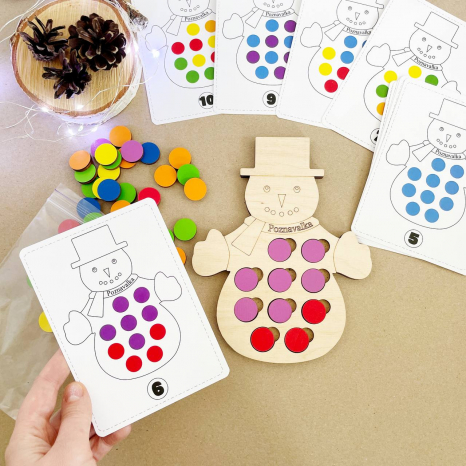 Деревянная игра сортер Снеговик с фишками Познавалка 44088100 Poznavalka