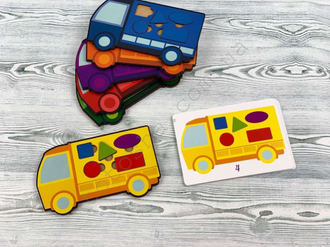 Дерев'яна гра Вантажівки фігурні Познавалка 44088200  Poznavalka