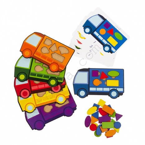 Дерев'яна гра Вантажівки фігурні Познавалка 44088200  Poznavalka