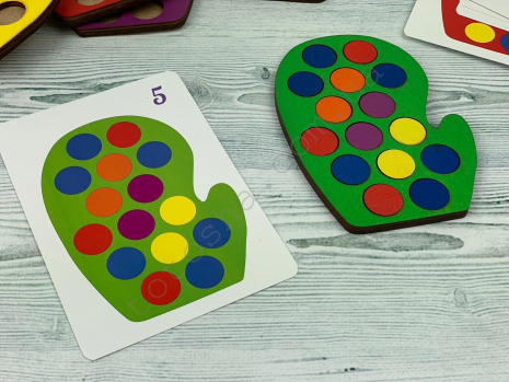 Дерев'яна гра Рукавиці кольорові Познавалка 44088300 Poznavalka