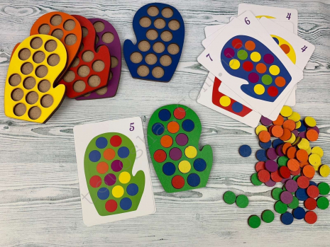 Дерев'яна гра Рукавиці кольорові Познавалка 44088300 Poznavalka