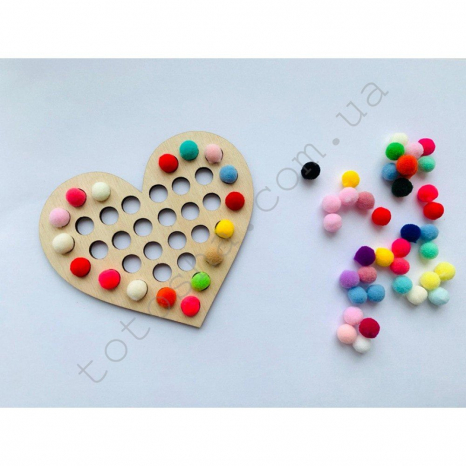 Дерев'яна гра сортер Серце з помпонами Познавалка 44089200 Poznavalka