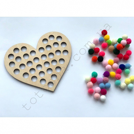 Дерев'яна гра сортер Серце з помпонами Познавалка 44089200 Poznavalka
