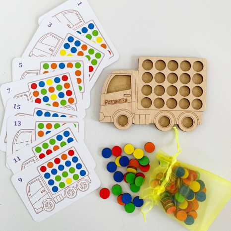 Дерев'яна гра сортер Вантажівка (міні) з фішками Познавалка 44089400 Poznavalka