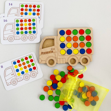 Дерев'яна гра сортер Вантажівка (міні) з фішками Познавалка 44089400 Poznavalka