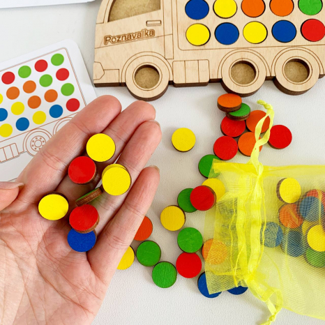 Дерев'яна гра сортер Вантажівка (міні) з фішками Познавалка 44089400 Poznavalka