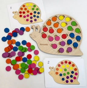 Деревянная игра сортер Улитка с фишками Познавалка 44090400 Poznavalka