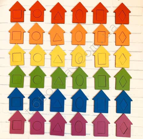 Дерев'яна гра сортер / рамка-вкладиш 36 хатинок Познавалка 44091600 Poznavalka