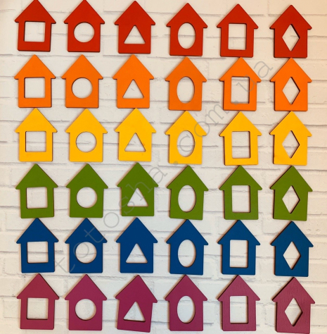 Дерев'яна гра сортер / рамка-вкладиш 36 хатинок Познавалка 44091600 Poznavalka