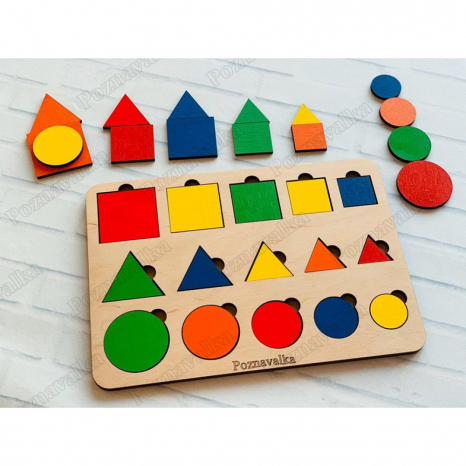 Дерев'яна гра сортер Великі та маленькі фігури Познавалка 44092200 Poznavalka