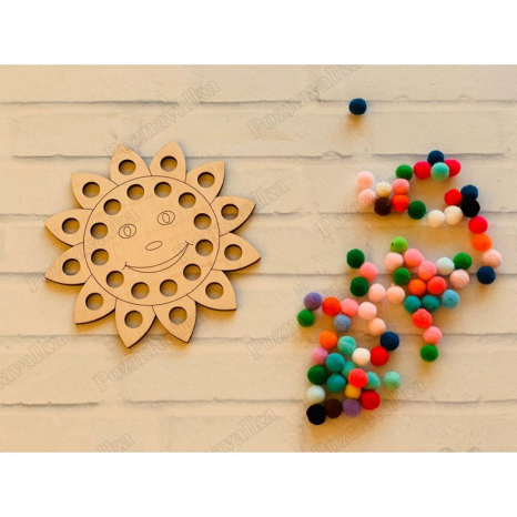 Дерев'яна гра-сортер "Сонце з помпонами". Poznavalka. 44092700
