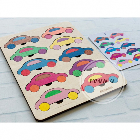 Деревянная игра Цветные машинки 10 цветов Познавалка 44093000 Poznavalka