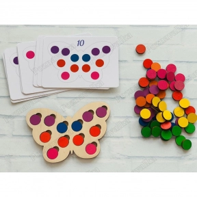 Дерев'яна гра сортер Метелик з фішками Познавалка 44093300 Poznavalka