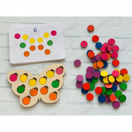 Дерев'яна гра сортер Метелик з фішками Познавалка 44093300 Poznavalka