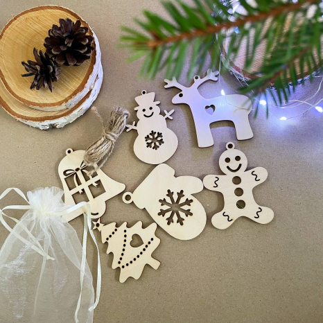 Деревянные елочные игрушки Познавалка (комплект)