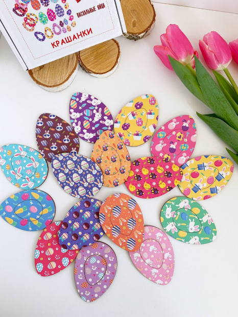 Дерев'яна гра Великодні яйця з візерунками Познавалка