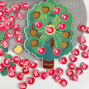 Дерев'яна гра Дерево з буквами Познавалка Poznavalka