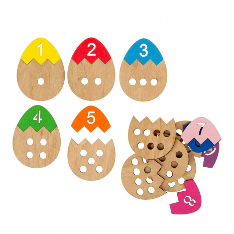 Дерев'яна гра з помпонами Яйця з цифрами Познавалка Poznavalka