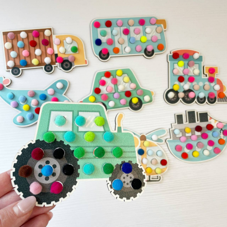 Дерев'яна гра сортер Транспорт з помпонами Познавалка 44096000 Poznavalka