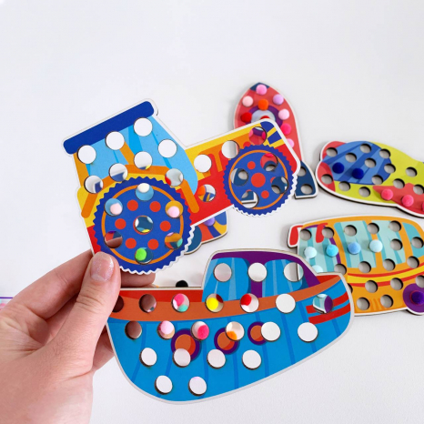 Дерев'яна гра сортер Транспорт з помпонами Познавалка 44096000 Poznavalka