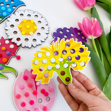 Дерев'яна гра сортер Квіти з помпонами Познавалка 44096000 Poznavalka