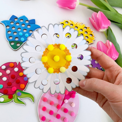 Дерев'яна гра сортер Квіти з помпонами Познавалка 44096000 Poznavalka