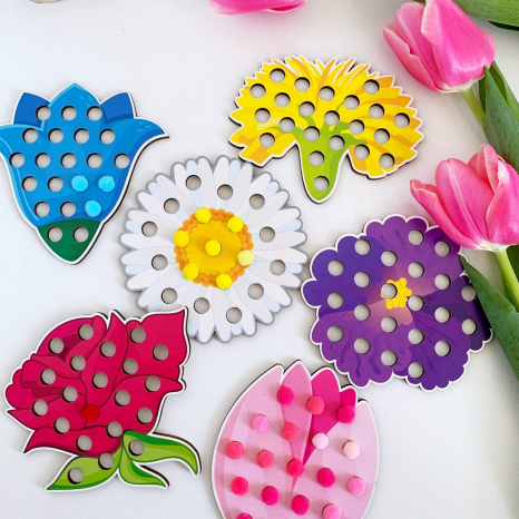 Дерев'яна гра сортер Квіти з помпонами Познавалка 44096000 Poznavalka