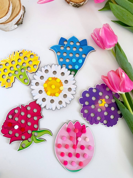 Дерев'яна гра сортер Квіти з помпонами Познавалка 44096000 Poznavalka