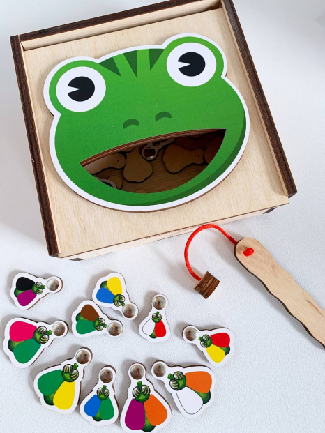 Дерев'яна гра Жабка з мухами Познавалка Poznavalka