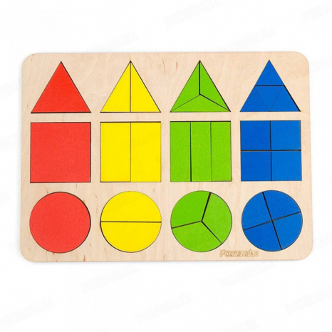 Деревянная дидактическая игра Сложи фигуру (дроби) Познавалка