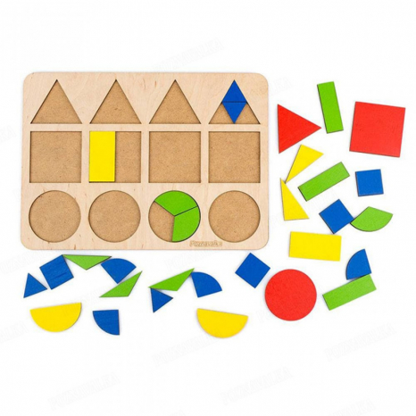 Деревянная дидактическая игра Сложи фигуру (дроби) Познавалка