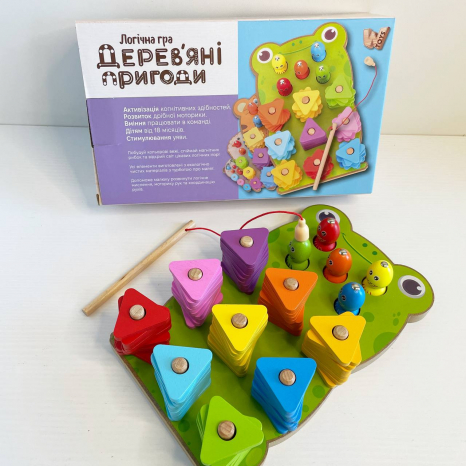 Дерев'яний розвиваючий сортер-рибалка Жабка 44120