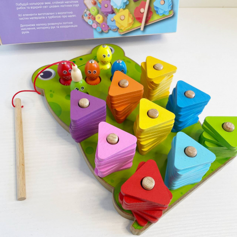 Дерев'яний розвиваючий сортер-рибалка Жабка 44120