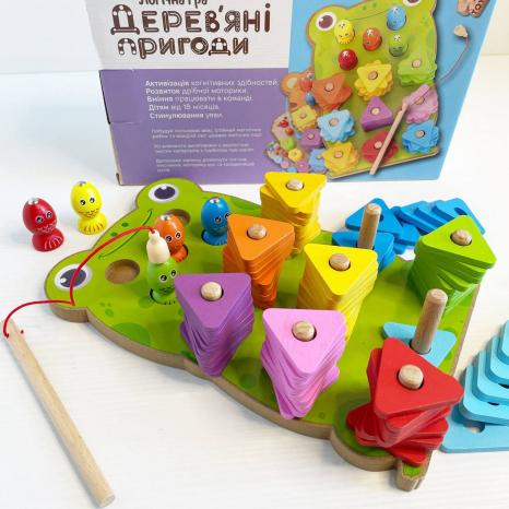 Дерев'яний розвиваючий сортер-рибалка Жабка 44120