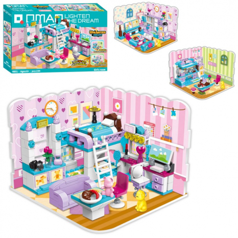 Пластиковий конструктор 3 в 1 Кімната дівчинки 194 деталі Qman 4801 Unlimited Ideas