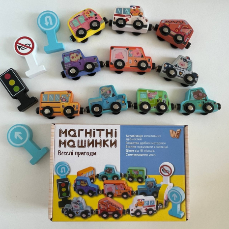Дерев'яні магнітні машинки з цифрами 49325