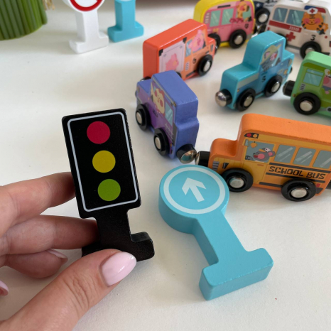 Дерев'яні магнітні машинки з цифрами 49325