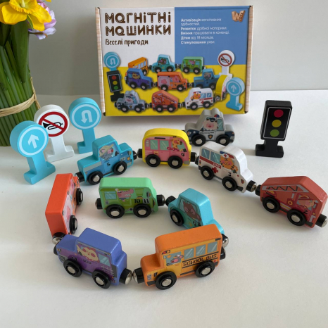 Дерев'яні магнітні машинки з цифрами 49325