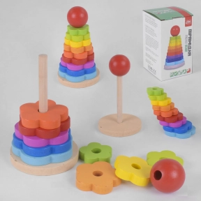 Дерев'яна пірамідка Веселка (менша), Fun Game, 50046