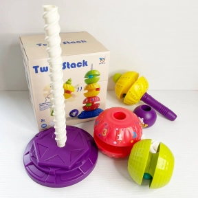 Игра для моторики Пирамидка (основа, винтовые стержни, шарики вращающиеся, погремушка) 50220