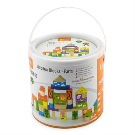 Дерев'яні кубики - конструктор-містечко  Ферма, 50 шт., 3 см Viga Toys (50285)